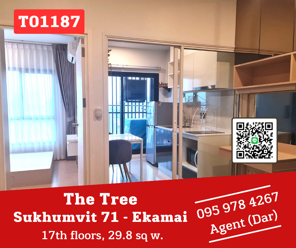 ให้เช่าคอนโดพระราม 9 เพชรบุรีตัดใหม่ RCA : 🎯The Tree Sukhumvit 71 - Ekamai 🔥🔥 ห้องสวย ทิศใต้ เฟอร์ครบ พร้อมเข้าอยู่  ชอบมาคุยหน้างานจ้าา (T01187)