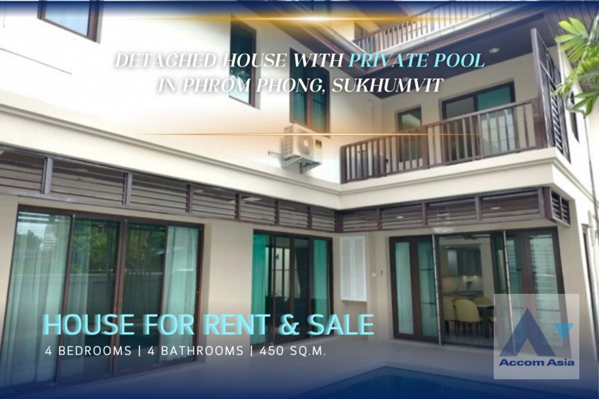 ให้เช่าบ้านสุขุมวิท อโศก ทองหล่อ : 🔼AccomA 🔽 Private Swimming Pool 3-storey house with private pavilion and pool in Sukhumvit (1920772)