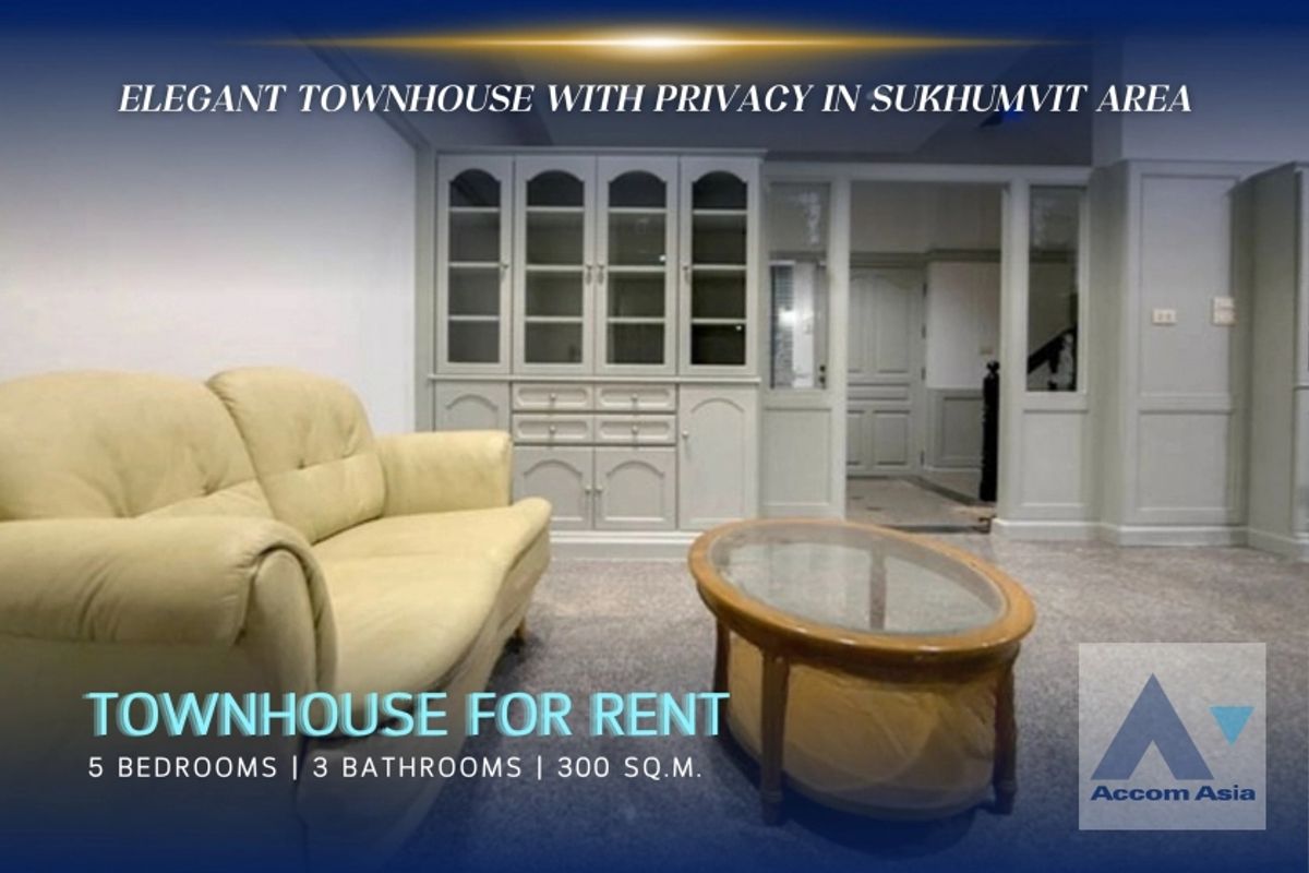 ให้เช่าบ้านสุขุมวิท อโศก ทองหล่อ : 🔼 AccomA🔽Home Office, Pet friendly Elegant house with privacy in Sukhumvit area (AA21398)