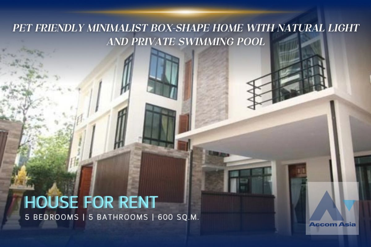 ให้เช่าบ้านสุขุมวิท อโศก ทองหล่อ : 🔼AccomA🔽 Private Swimming Pool, Pet friendly Minimalist Box-Shape Home with Natural Light and Utility Room (AA13422)