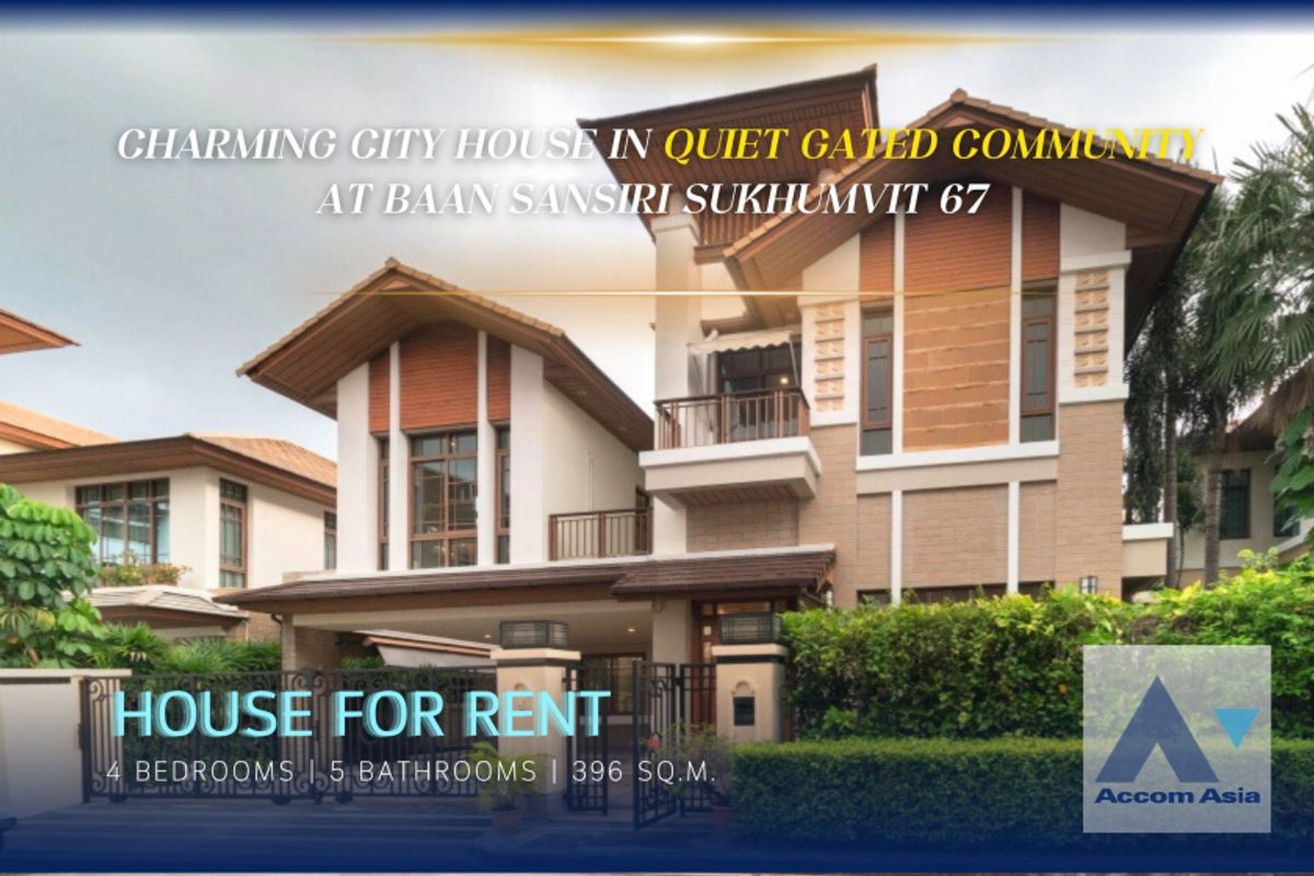 For RentHouseSukhumvit, Asoke, Thonglor : 🔼 AccomA 🔽 (✅VDO TOUR) Charming City House in Quiet Gated Community at Baan Sansiri Sukhumvit 67 (13002356)