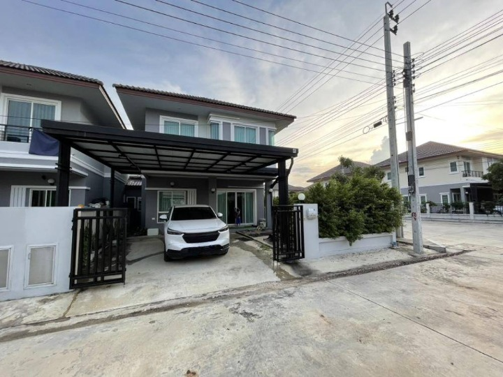 For RentHouseMin Buri, Romklao : Rent a detached house, Nonthawee Ville 7, near Nong Chok Market, only 4 minutes.