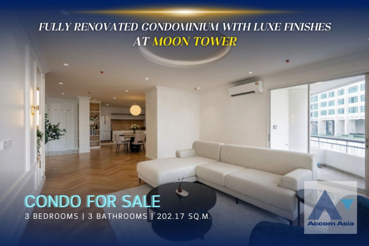 For SaleCondoKhlongtoei, Kluaynamthai : 🔼AccomA🔽 Fully Renovated Condo with Luxe Finishes at Moon Tower (AA42789)