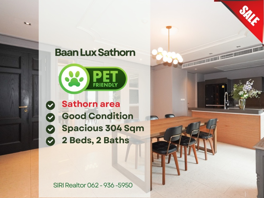 For SaleCondoSathorn, Narathiwat : Pet friendly | 2 Bedrooms Apartment for Sale in Sathorn📍Baan Lux Sathorn, Private Rooftop & Garage