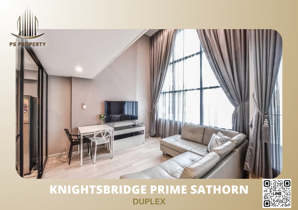 ให้เช่าคอนโดสาทร นราธิวาส : ให้เช่า 🧚‍♂️Knightsbridge Prime Sathorn🧚‍♂️ ห้อง Duplex เฟอร์นิเจอร์และเครื่องใช้ไฟฟ้าครบ ชั้นสูง วิวดี 🚆ใกล้ BTS ช่องนนทรี