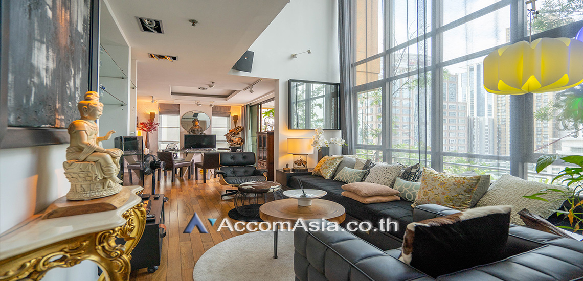 For RentCondoWitthayu, Chidlom, Langsuan, Ploenchit : 🔼AccomA🔽 Double High Ceiling, Duplex Condo 3 Beds Condominium for Rent in Ploenchit, BTS Chitlom at Baan Na Varang