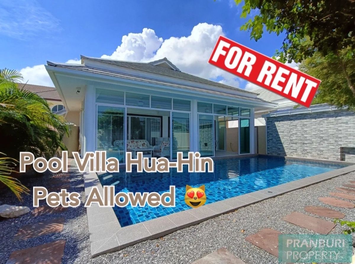 For RentHouseHuahin, Prachuap Khiri Khan, Pran Buri : Pool Villa for rent, Hua Hin, pets allowed. House ready to move in, fully furnished, near Pranburi Beach