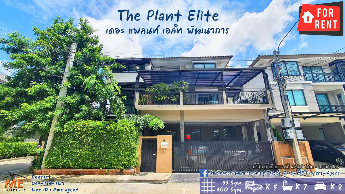 ให้เช่าบ้านพัฒนาการ ศรีนครินทร์ : For Rent / ให้เช่า The Plant Elite Pattanakarn 38บ้านเดี่ยว 5 ห้องนอน พร้อมตกแต่ง Built-in ใกล้ทองหล่อ - เอกมัย -เพชรบุรีตัดใหม่ โทร 064-954-9619 (RBL11-53)