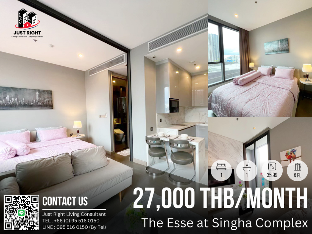 ให้เช่าคอนโดพระราม 9 เพชรบุรีตัดใหม่ RCA : ให้เช่า The Esse at Singha Complex 1 ห้องนอน 1 ห้องน้ำ 35.99 ตรม. ชั้น X ราคา 27,000 บาท/เดือน สัญญา 1 ปีเท่านั้น ห้องว่างให้เข้าชมและย้ายเข้าวันที่ 27.05.2025