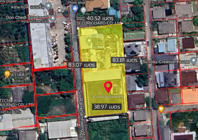 For SaleFactoryRamkhamhaeng, Hua Mak : Factory for sale with factory certificate 4 Ramkhamhaeng 42, area 2-0-8 rai, near BTS 500, road 8 meters.