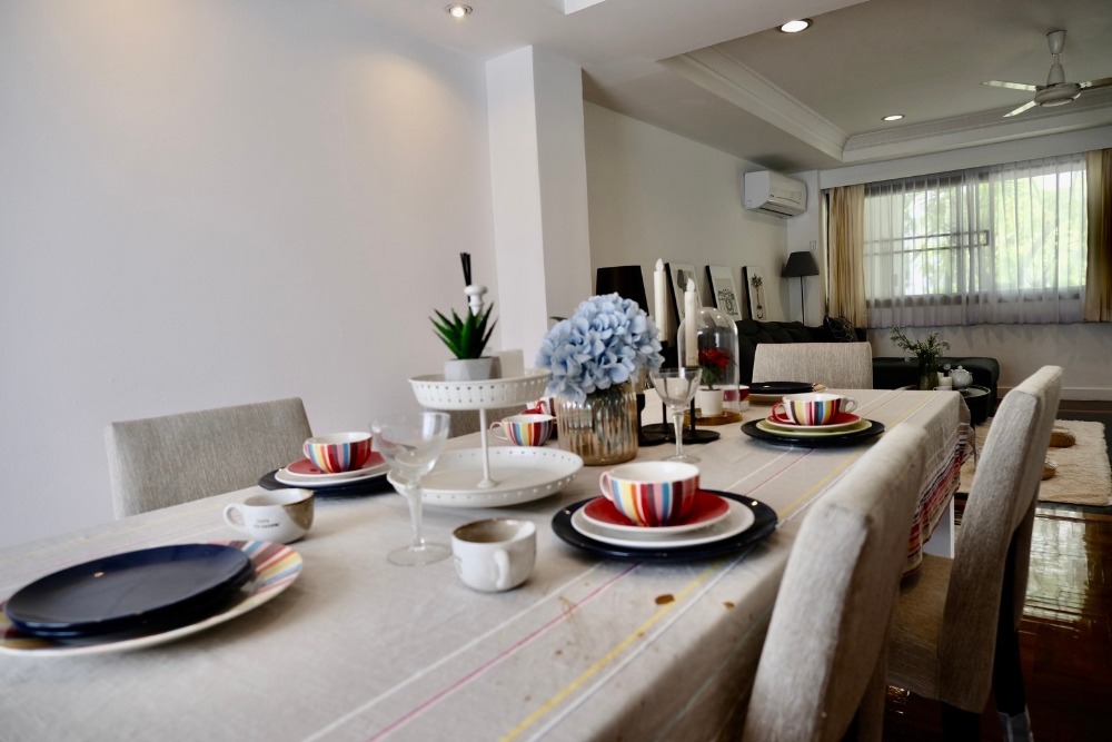 For RentTownhomeSathorn, Narathiwat : 5-STO Townhouse in Compound shared Pool around BTS Chong Nonsi with 5 bedrooms 6 bathrooms, maid room split level about 450 sq m. 2 parking