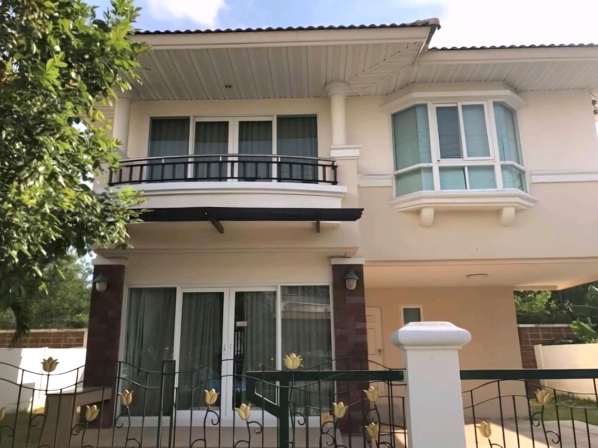 For RentHouseMin Buri, Romklao : For rent, 2-story detached house, 64 sq m., Romklao Road, Minburi District, next to the main road, near Kasembundit University, Thai Watsadu.