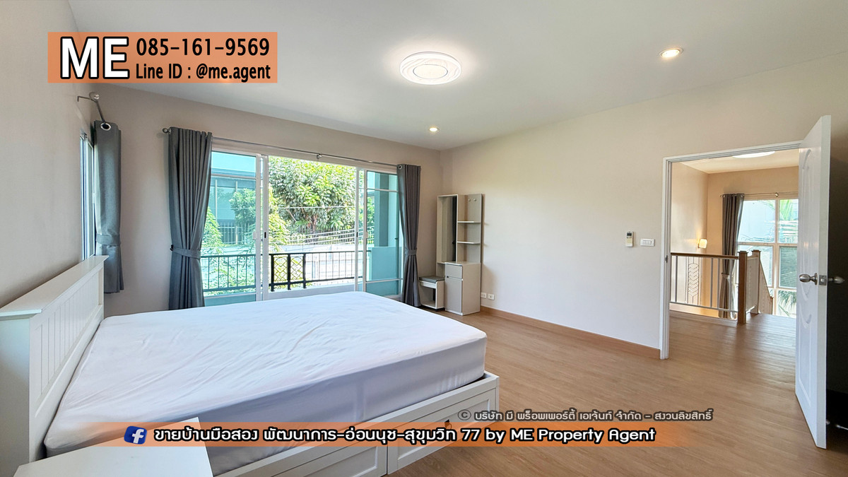 For RentHousePattanakan, Srinakarin : Single house for rent, Passorn Prestige Pattanakarn 38, large house plan, 210 sq m., has a maids room. The front of the house doesnt collide with anyone. Fully furnished, convenient to travel, near BTS On Nut and Airport Link Hua Mak, call 064-954-9619 (R