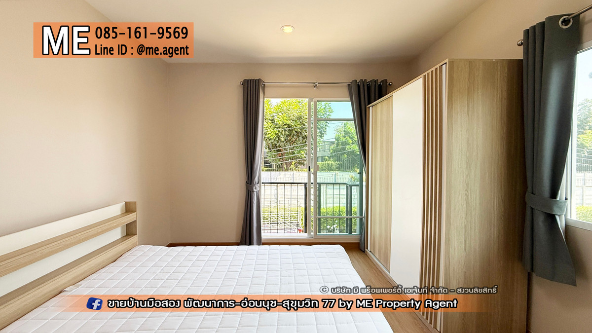 For RentHousePattanakan, Srinakarin : Single house for rent, Passorn Prestige Pattanakarn 38, large house plan, 210 sq m., has a maids room. The front of the house doesnt collide with anyone. Fully furnished, convenient to travel, near BTS On Nut and Airport Link Hua Mak, call 064-954-9619 (R