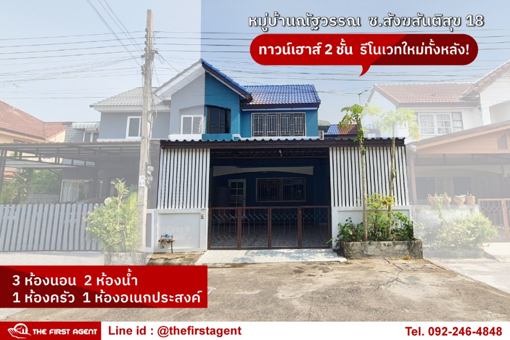 ขายทาวน์โฮมมีนบุรี-ร่มเกล้า : ขาย ทาวน์เฮาส์ 2 ชั้น มบ.ณัฐวรรณ ซ.สังฆสันติสุข 18 ใกล้ โรงเรียนเซนต์เทเรซา หนองจอก [FAS2312047]