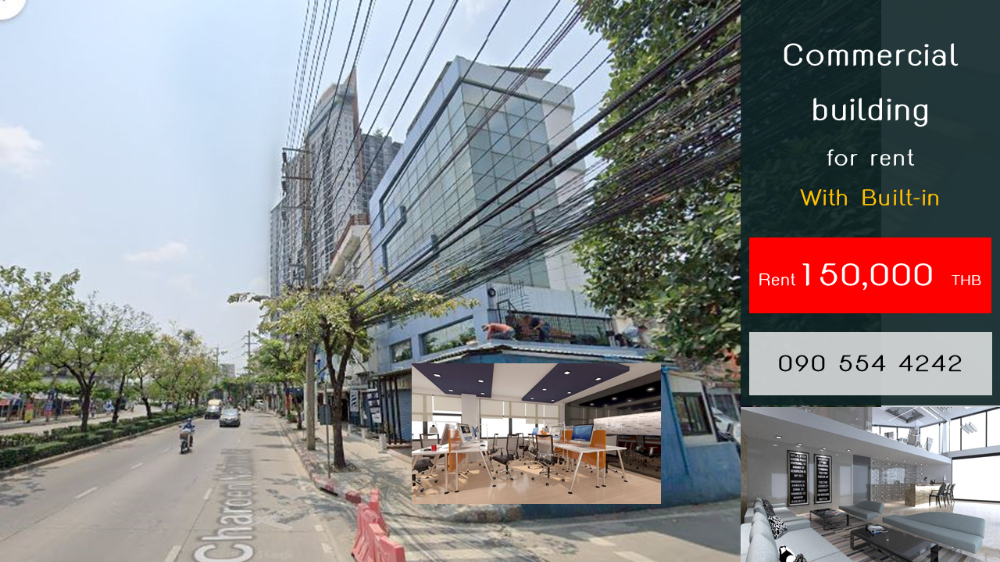 For RentRetail SpaceWongwianyai, Charoennakor : For rent, 6-story commercial building, usable area 460 sq m, beautifully decorated, built-in, ready to use immediately. Building on Charoen Nakhon main road, near Big C, Dao Khanong, Bangkok Bridge, parking for 2 cars.