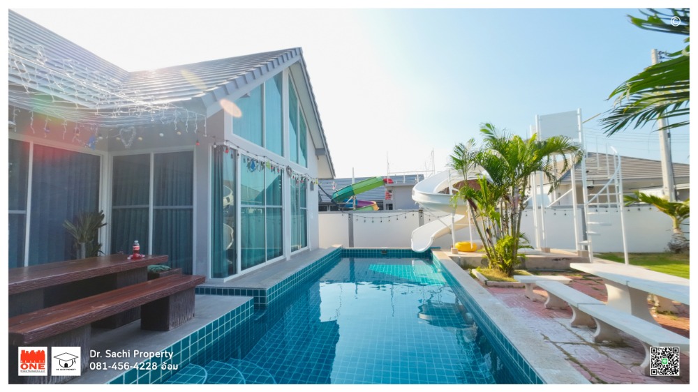 ขายกิจการโรงแรม & กิจการอพาร์ตเมนต์ชะอำ เพชรบุรี : ขายบ้านเดี่ยวพูลวิลล่าชะอำ 131 ตรว. 4 ห้องนอน, 3 ห้องน้ำ, เฟอร์นิเจอร์ครบ