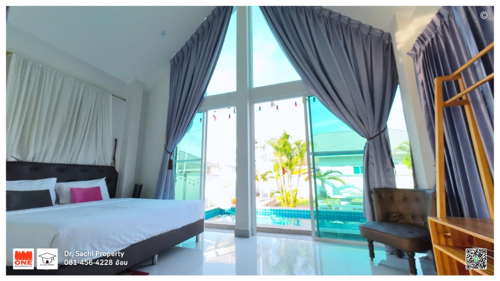 For SaleHotel&Apartment BusinessCha-am Phetchaburi : Pool villa for sale in Cha-am, 4 bedrooms, 3 bathrooms, fully furnished, area 131 sq wa., near Cha-am beach 3 km.