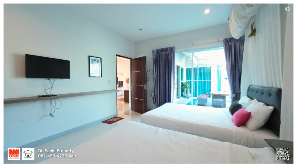 For SaleHotel&Apartment BusinessCha-am Phetchaburi : Pool villa for sale in Cha-am, 4 bedrooms, 3 bathrooms, fully furnished, area 131 sq wa., near Cha-am beach 3 km.