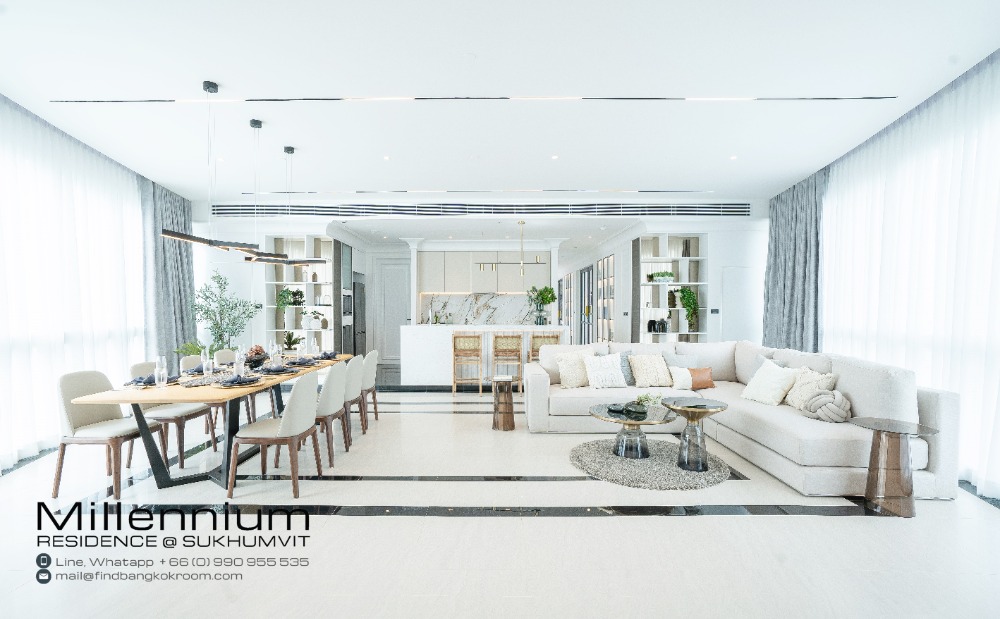 ให้เช่าคอนโดสุขุมวิท อโศก ทองหล่อ : 4 Bedroom Penthouse At Millennium Residence Asok City View For Rent