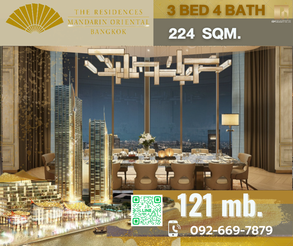 ขายคอนโดวงเวียนใหญ่ เจริญนคร : SALE!! ​ I Best Price : PENTHOUSES 3 BED 4 Bath 224 Sqm I THE RESIDENCES AT MANDARIN ORIENTAL BANGKOK