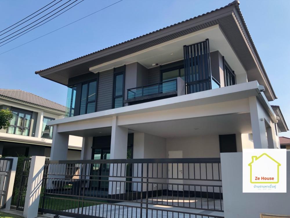 For RentHousePathum Thani,Rangsit, Thammasat : Single house for rent, Setthasiri, Wongwaen-Lam Luk Ka, Lam Luk Ka Road, Pathum Thani, beautiful house, good society