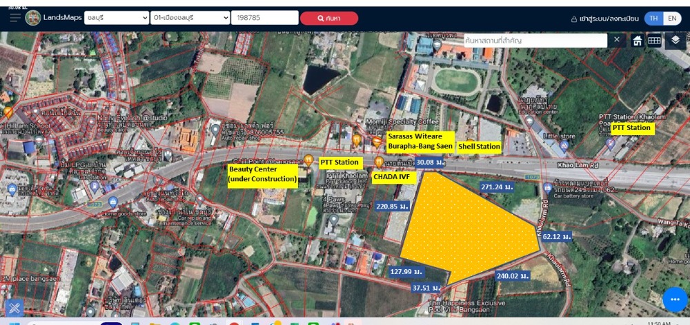 For SaleLandPattaya, Bangsaen, Chonburi : Urgent sale, prime location land on Khao Lam Road, next to the motorway, largest plot, 2 plots, 34-2-38 rai, last chance, free land filling, free fees (cheaper, this year only)