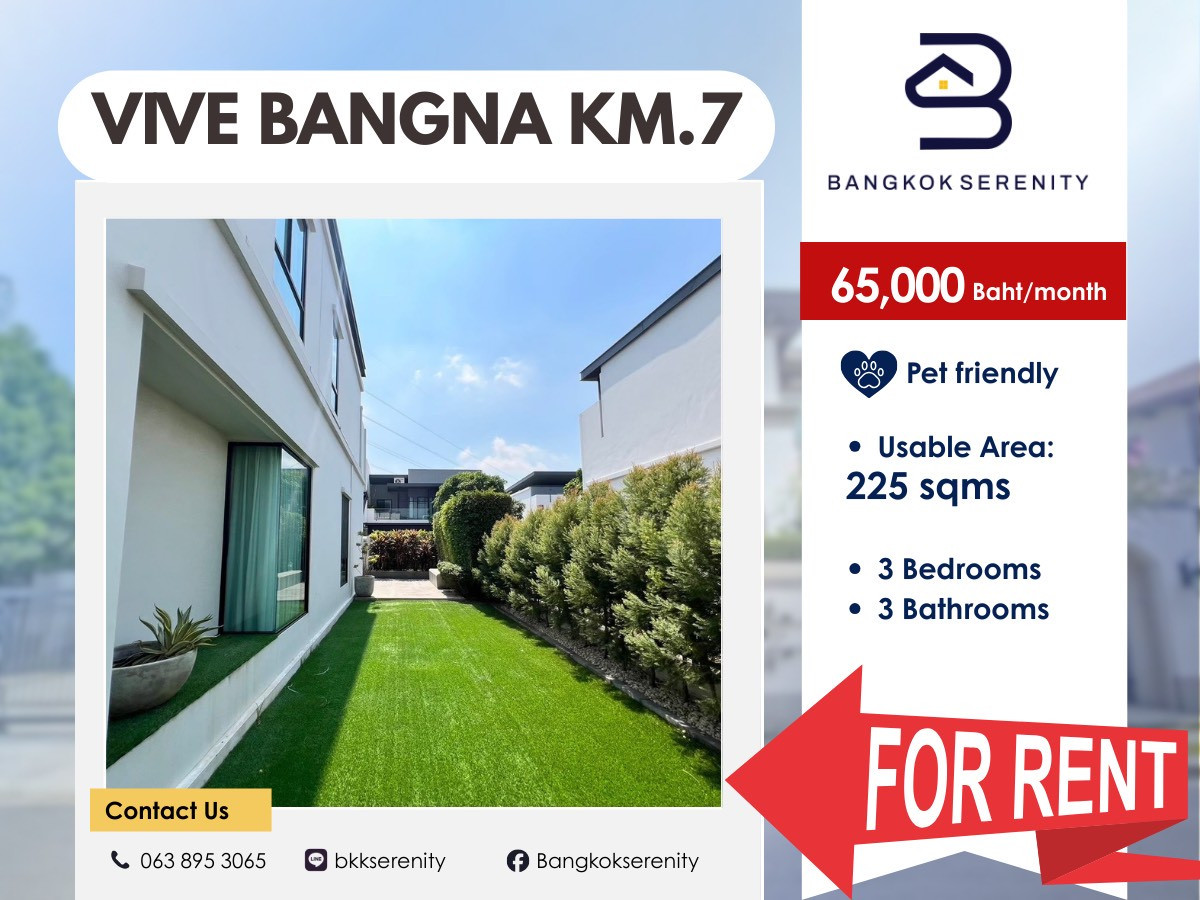 For RentHouseBangna, Bearing, Lasalle : Pet Friendly Townhome for rent at Vive Bangna Km.7
