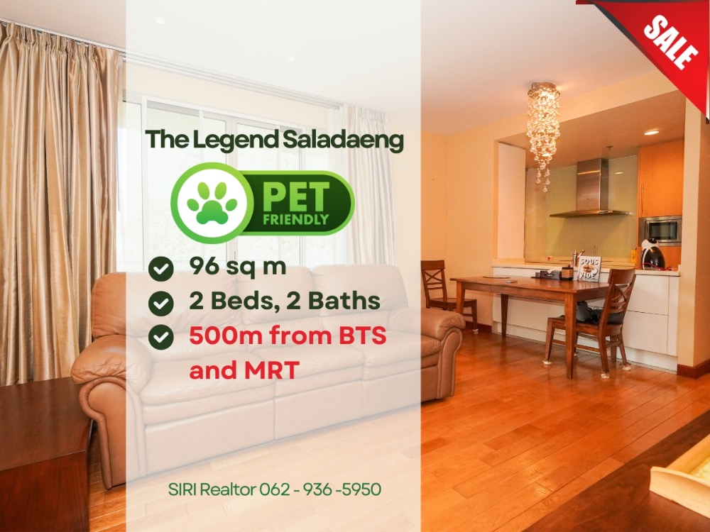 For SaleCondoSilom, Saladaeng, Bangrak : Pet friendly | 2 Bedrooms Apartment for Sale in Silom near Both BTS & MRT📍The Legend Saladaeng
