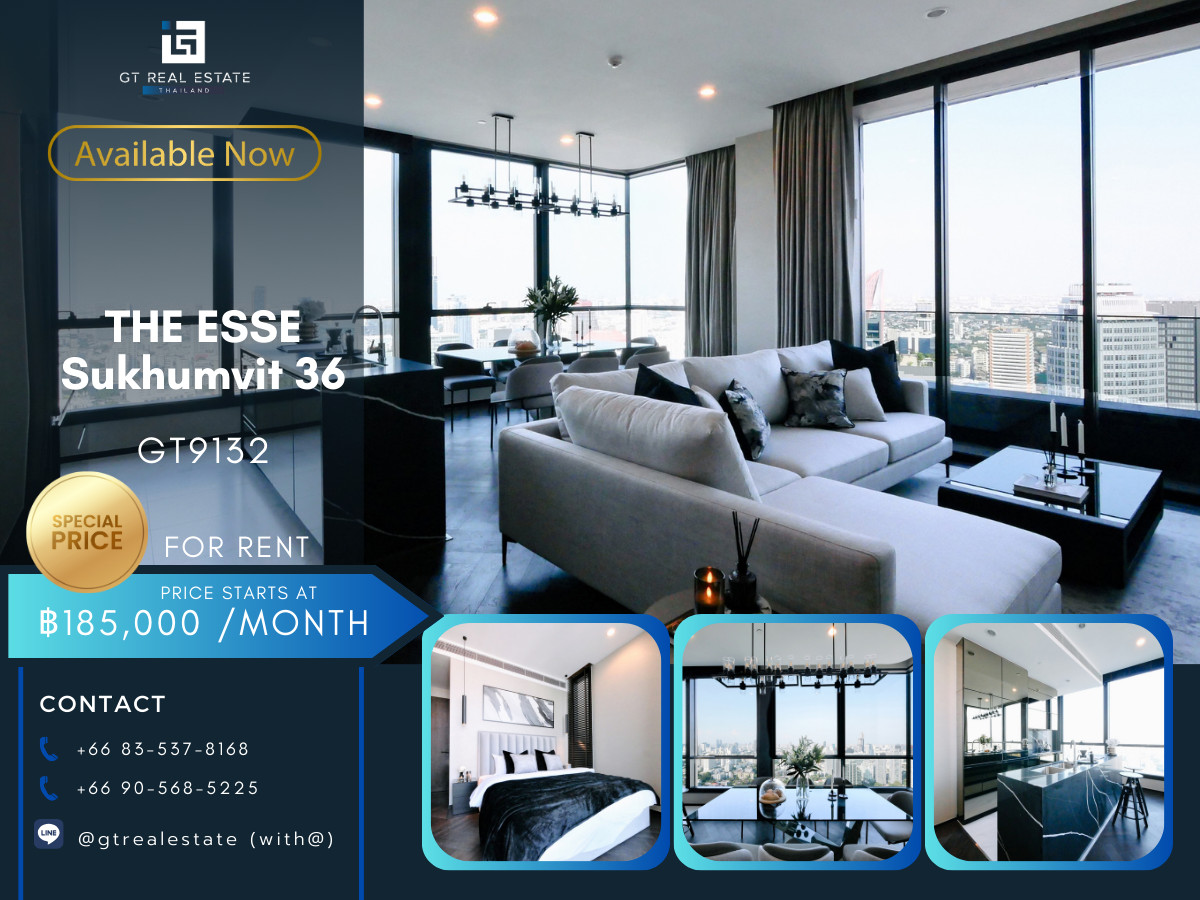 For RentCondoSukhumvit, Asoke, Thonglor : ✨ GT9132 | Condo for rent THE ESSE Sukhumvit 36, beautifully decorated room, ready to move in. Fully furnished
