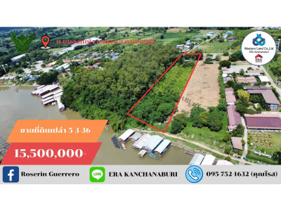 For SaleLandKanchanaburi : Waterfront land for sale with house, Nong Ya, Kanchanaburi