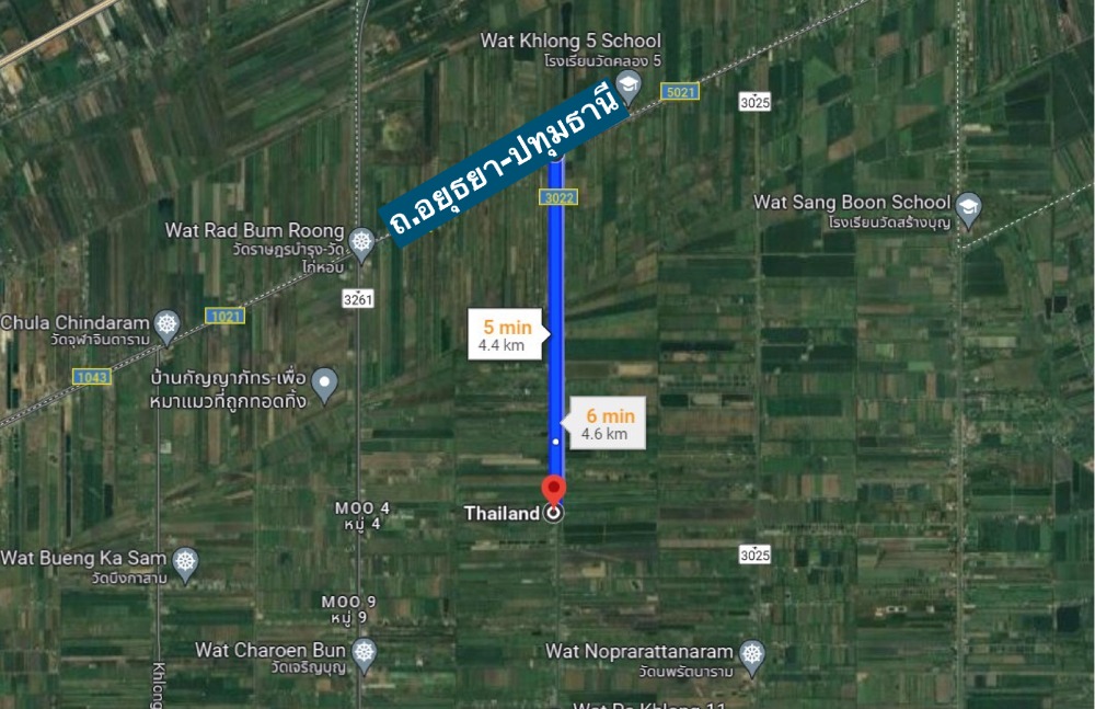 ขายที่ดินปทุมธานี รังสิต ธรรมศาสตร์ : ขาย ที่ดิน 288 ตรว. ติด ถ. เลียบคลอง 11 ฝั่งตะวันตก หนองเสือ ปทุมธานี ใกล้เส้นทางหลวงปทุมธานี-อยุธยา