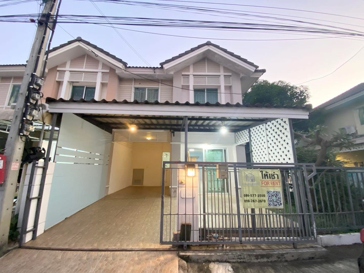For RentTownhomeNonthaburi, Bang Yai, Bangbuathong : For rent: 2-storey townhouse, corner plot, Pruksa Ville Village 28, near MRT Talat Bang Yai, pets allowed