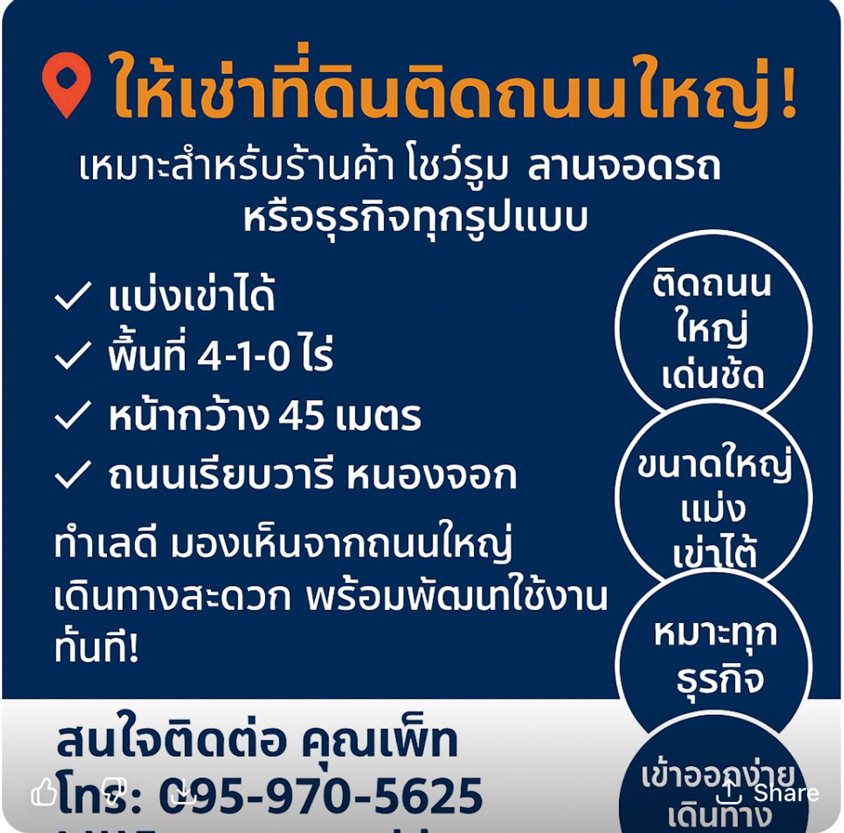 For RentLandMin Buri, Romklao : Land for Rent!! On Riapwari Road. Great for Commercial/Business.