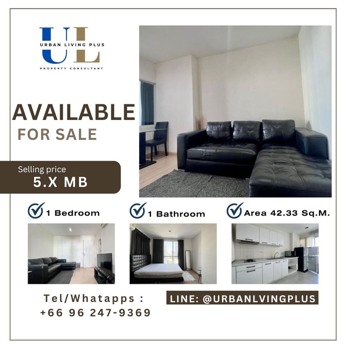 For SaleCondoSathorn, Narathiwat : ( U20240422200 ) Tel/Line 096-2479369  FOR SELL LIFE @SATHORN10 1 Bedroom 1 Bathroom 42.33 Sq.M. Nice room ✨ 