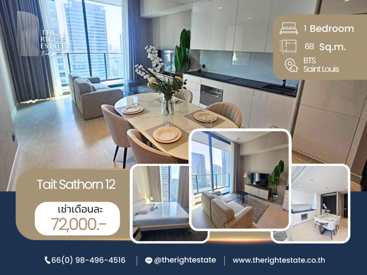 For RentCondoSathorn, Narathiwat : 🌿 Tait Sathorn 12 🌿 Nice room!! fully furnished 🛏 1 Bed 1 Bath 68 Sq.m near Sathorn