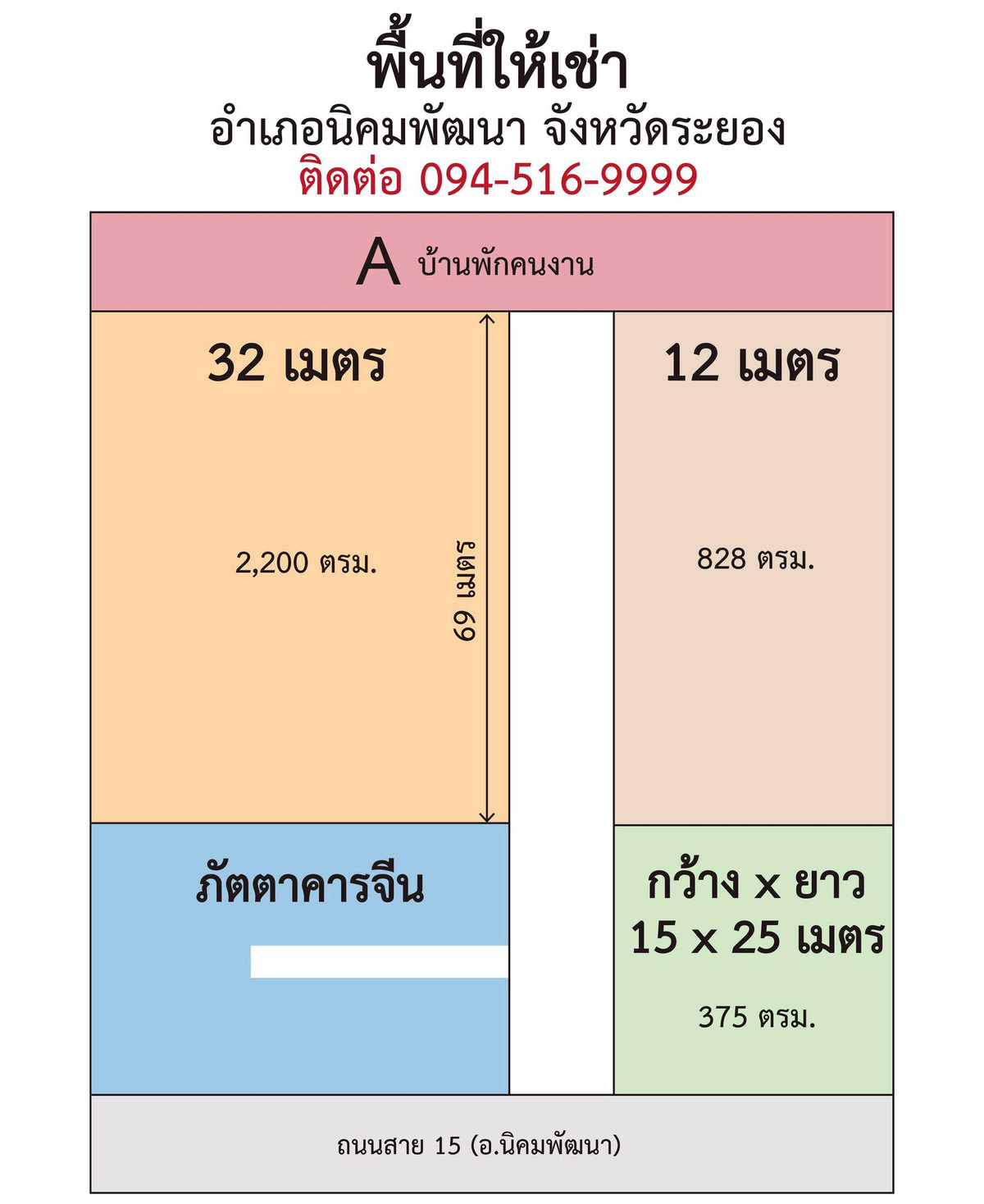 ให้เช่าที่ดินระยอง : ให้เช่าที่ดินทำร้านอาหารตั้งแต่ 10000บาทต่อเดือนขึ้น ใกล้ หอพัก BYD , มีพื้นที่กว้างพอจอดรถได้ 70 คัน ที่นิคมพัฒนาจังหวัดระยอง ถนนสาย 15  ช่วงซอย 11-12. มีแบ่งหลายแปลงให้เช่า ทำร้านอาหาร ร้านนวด ร้านขายน้ำขนม ติดต่อ. 0945169999