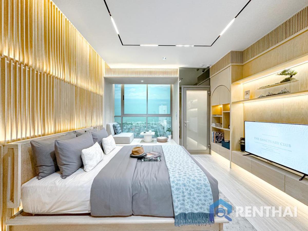 ขายคอนโดพัทยา บางแสน ชลบุรี สัตหีบ : เปิดจองราคาแรก คอนโดริมหาดจอมเทียน  Sky Park Lucean Jomtien ห้องพักแบบสตูดิโอ