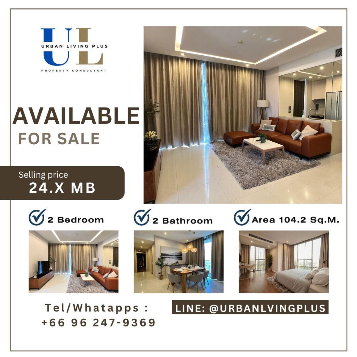 ขายคอนโดสาทร นราธิวาส : ( U20240227200 ) Tel/Line 096-2479369 , The Bangkok Sathorn ห้องขาย , 2 ห้องนอน, 2 ห้องน้ำ, ขนาด 104.2 ตร.ม., ห้องสวย, แต่งครบ, พร้อมเข้าอยู่ 💥💥