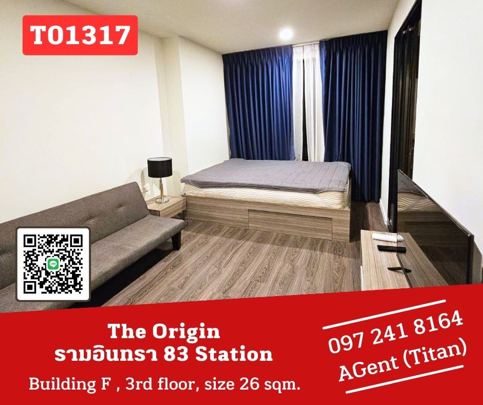 ให้เช่าคอนโดนวมินทร์ รามอินทรา : 🎯The Origin รามอินทรา 83 Station ห้องใหญ่ พร้อมอยู่ เฟอร์ครบ นัดดูก่อนได้จ้าา (T01317)