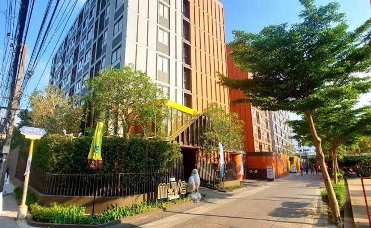 For RentCondoBangna, Bearing, Lasalle : Condo for rent, urgent, very good price, only one room, 8,500 baht, THE MUVE Bangna 🔥 near ICS International 🔥