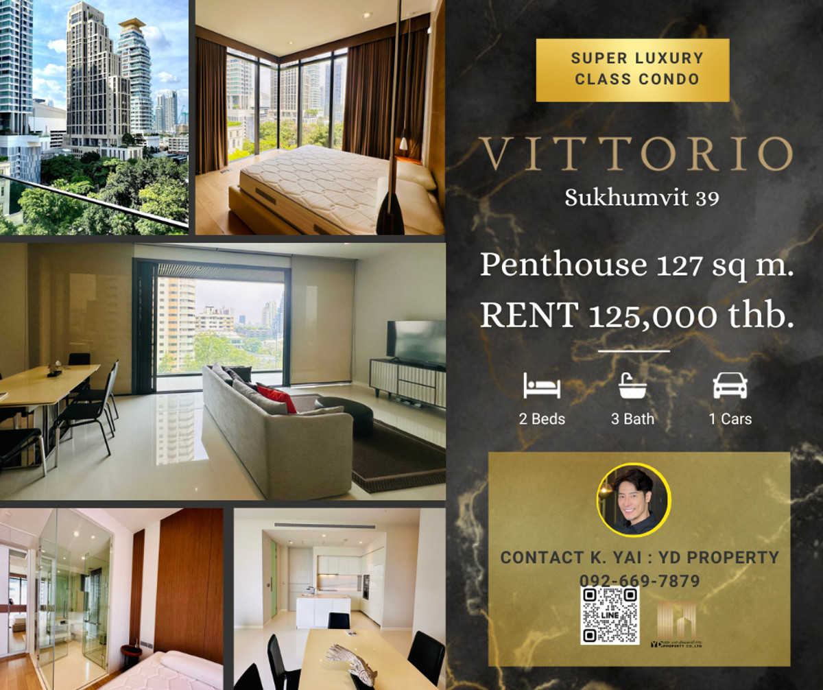 For RentCondoSukhumvit, Asoke, Thonglor : Rent : Best Deal!! VITTORIO SUKHUMVIT 39 I 2 Bed 3 bath 127 sqm. - 125,000 thb. [ Modern Luxury Decor/ Ready to move in]