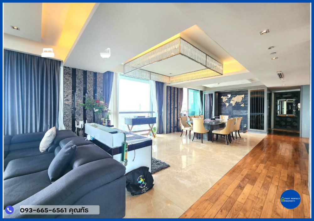 For SaleCondoRama3 (Riverside),Satupadit : Condo for sale/rent, The Pano Rama 3, luxury condo, 36th floor, Chao Phraya River view, area 243 sq m., built-in decoration, very elegant, complete with furniture. and electrical appliances Ready to move in now.