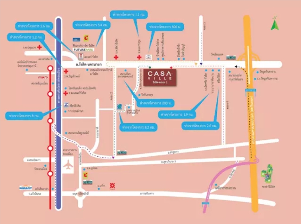 For SaleHousePathum Thani,Rangsit, Thammasat : Single house for sale, Casa Ville Rangsit-Khlong Song, area 56.6 sq m, usable area 128 sq m, 3 bedrooms, 3 bathrooms, parking for 2 cars, price 5.5 million baht.