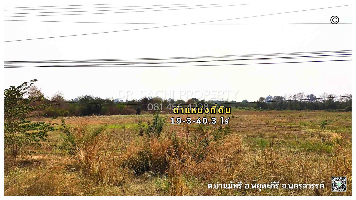 For SaleLandNakhon Sawan : Urgent sale, land 19-3-40.3 rai, next to Asia Road, northbound, Phu Yuak Khiri District, Nakhon Sawan Province