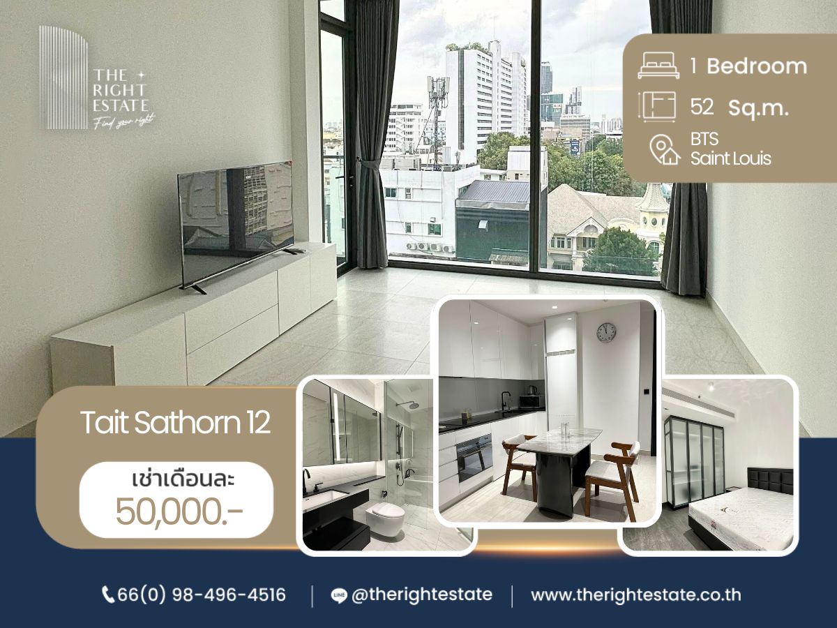 For RentCondoSathorn, Narathiwat : 🌿 Tait Sathorn 12 🌿 Nice room!! fully furnished 🛏 1 Bed 52.50 Sq.m near Sathorn