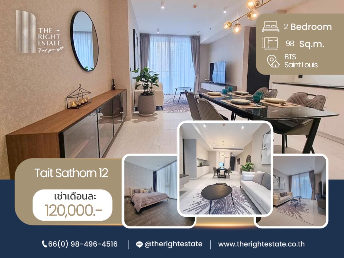 For RentCondoSathorn, Narathiwat : 🌿 Tait Sathorn 12 🌿 Nice room!! fully furnished 🛏 2 Bed 2 Bath 98 Sq.m near Sathorn