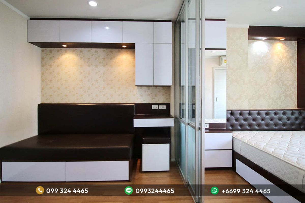 For RentCondoRama9, Petchburi, RCA : Beautiful room, good built-in, high floor, just finished renovating. If interested, please make an appointment to see.