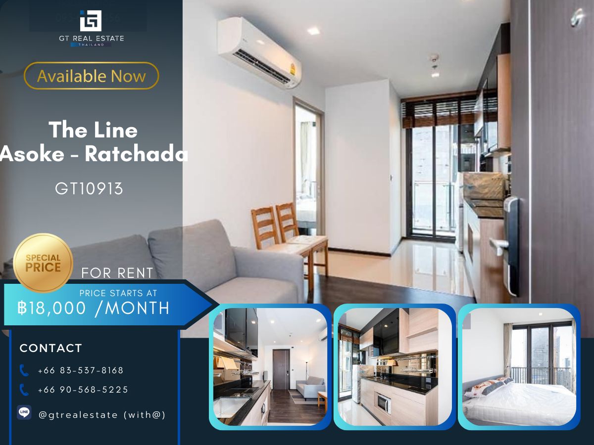 For RentCondoRama9, Petchburi, RCA : Condo for rent, The Line Asoke Ratchada, fully furnished, beautifully decorated room, ready to move in.