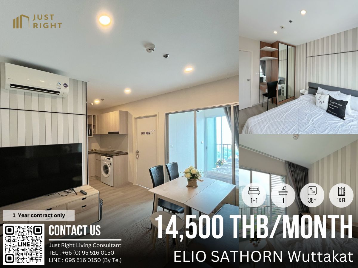 For RentCondoThaphra, Talat Phlu, Wutthakat : For rent, Elio Sathorn-Wuttakat, 1+1 bedroom, 1 bathroom, size 36 sq.m, 1x Floor, Fully furnished, only 17,000/m, 1 year contract only. (Ready for viewing and move in 01.04.2025)